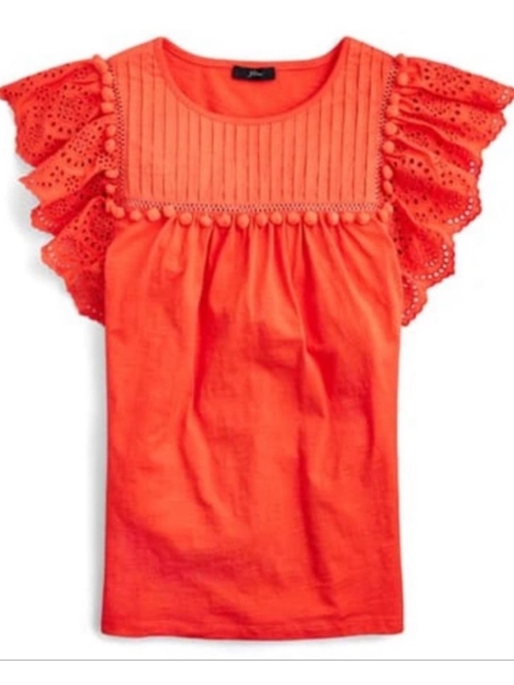 J Crew Eyelet Flutter Sleeve Shirt